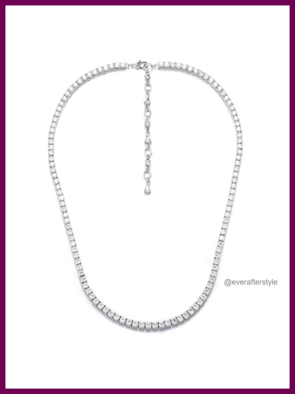 Adjustable Tennis Necklace 18K White Gold Plated CZ